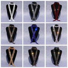 Damen Strass Krawatte Glitzer Gürtel Bund Diskothek Riegel Zubehör