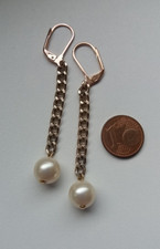 Lange elegante Ohrringe mit alten Perlen - gold cremeweiss farben - Brisuren neu