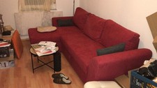 Sofa-Funktionsecke von Roller. L-Form. Liegefläche gesamt ca. 254 x 152 cm. Rot.