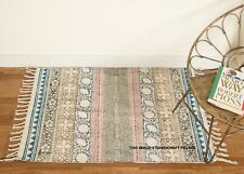 Wende Teppich Hand Blockdruck Indisch Bereich Dhurrie Baumwolle 0.6X0.9m