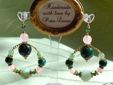 HOOP-Ohrringe MOOSACHAT CHRYSOPRAS AVENTURIN ROSENQUARZ Geburtsstein MAI STIER