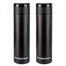 2x GOURMETMAXX Thermoflasche mit Temperaturanzeige 500 ml Thermobecher Edelstahl