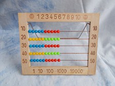 Alter Abakus /  Rechenrahmen von Anker aus Buchenholz mit Plastikperlen ebay-A74