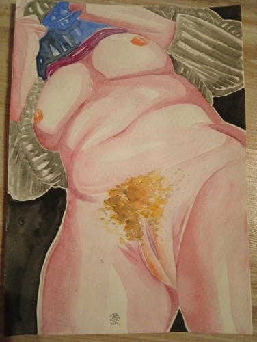 Aquarell gemälde akt - frau, auf