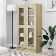 Vitrinenschrank 2-türig Highboard Bücherregal Bücherständer Vitrine Aufbewahrungsschrank