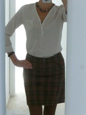 H&M  kurzer karierter Damen Mini Rock Gr.XS/34 brauner Bleistiftrock TOP,wie NEU