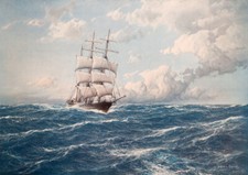 Vollschiff auf bewegter See