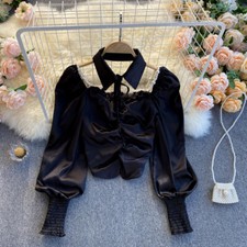 Damen Satin Kunstseide Hemd