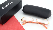 CHANEL Damen Brille 2029 Vintage Y2K Schmal Rechteck Orange Rot Gold im Etui