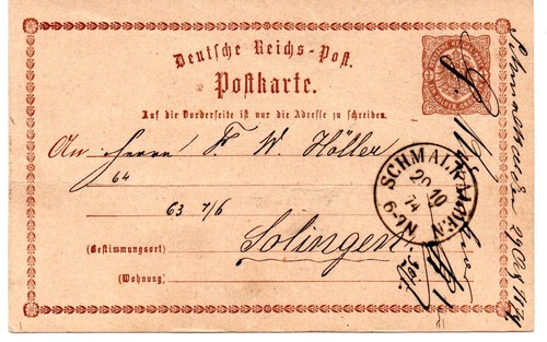 Postkarte deutsches reich 1874 - postkarte,