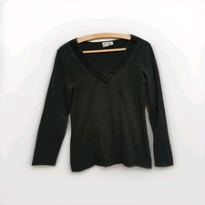 Esprit Longsleeve Gr. M Damen schwarz Basic langarm Shirt Baumwolle - F7