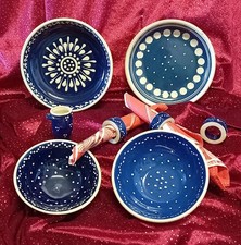 Konvolut Tischdeko Alt Bürgeler Blau-weiß Keramik, Schalen, Schüssel, Henkelvase