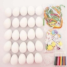 25 eggs weiß leere ausgeblasene Plastik Deko Eier Ostereier Dekoeier Osterdek