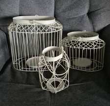 3×Windlicht Laterne Metall  Drahtkorb im Haus