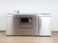 Stengel Miniküche MPM 180 A Edelstahl mit Kühlschrank und  Mikrowelle 