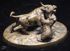 Alte Bronze Figur Bär Stier