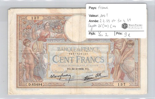 Geldscheine frankreich 100 - frankreich,