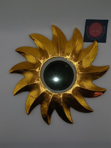 Spiegel sonnenstern holz gold - spiegel,