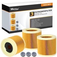 3x Patronen-Filter für Kärcher WD 3.600 MP, WD 3 Premium Fireplace Kit, Battery