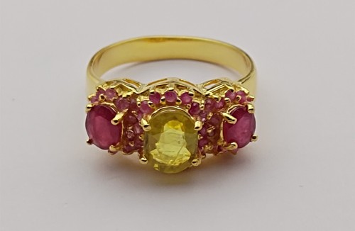 Saphir gelb rubin ring - ,