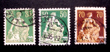 Schweiz 1908: Sitzende Helvetia, Teil-Satz, 35 ,50+70 C., MN 105, 107,108, gest.