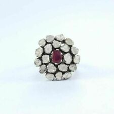925 Sterlingsilber Natürlich Oval Rubin & Diamant Statement Ring Jubiläum Gifts
