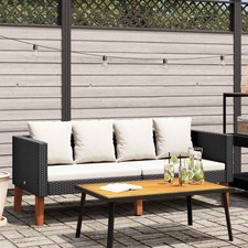 Gartensofa Poly Rattan Schwarz