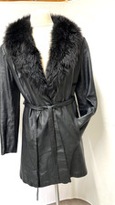 Luxus leder mantel mit - ,