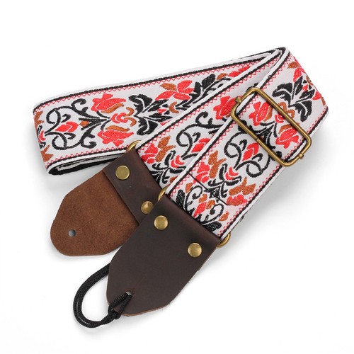 Embroidered guitar strap with - guitar,