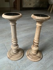 Depot - Deko, 2 Kerzenständer, Kerzenhalter Holz, Mango, 30 cm hoch, fur Stumpen