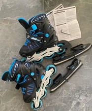 SMJ Sport Inliner Schlittschuhe, 2-in-1, Blau/Schwarz, Gr. 34-37