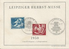 Gedenkkarte zur Leipziger Herbst - Messe 1950, Sondermarken, Sonderstempel
