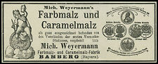 Reklame Werbung 1904 Farbmalz und Caramelmalz-Fabrik Mich. Weyermann Bamberg