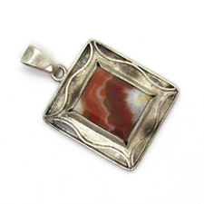 Art Deco Anhänger 800er Silber Achat 20er 30er Jahre Bauhaus Ära Silver Pendant