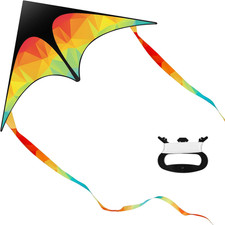 Große Bunter Delta Einleiner Drachen für Kinder, Flugdrachen 125 x 65 cm Mehrfar