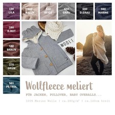 Wollfleece Stoff Meterware meliert, Merino Wolle Fleecestoff, Wollstoff *Ab 50cm