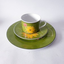 HW Heinrich Winterling Kaffee Set grün Blume Kuchenteller Untertasse Tasse
