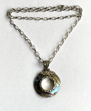 Designer Set - große Glieder Ankerkette + Anhänger mit Abalone Silber 925 (3400)