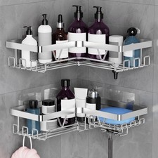 Duschablage Edelstahl Bambus ohne Bohren Seifenhalter Haken Badezimmer