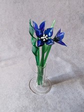 DDR Glaskunst Blumen blau