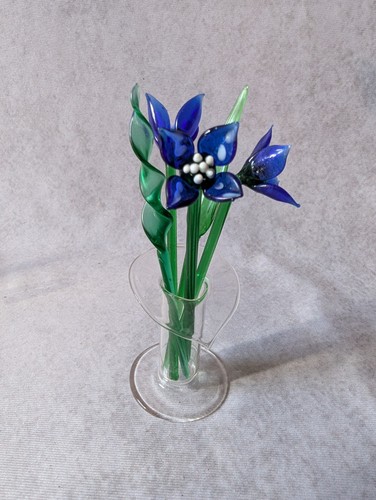 Ddr glaskunst blumen blau - ddr,