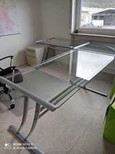 Eckschreibtisch-Glas gebraucht guter Zustand, L=152/122 cm, H =75 cm, T=76 cm