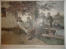 Orig. Holzstich - Kegeln - Auf