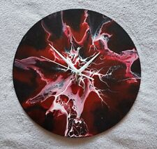 Wanduhr LP Uhr  Uhr Unikat handgefertigt Quarzuhr rot weiß schwarz 