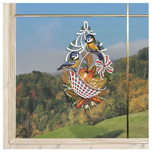 Fensterbild herbstkorb mit - fensterbild,
