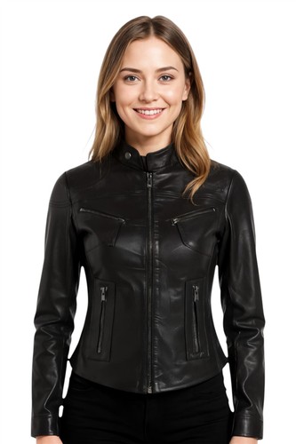 Damen lederjacke klassische - damen,