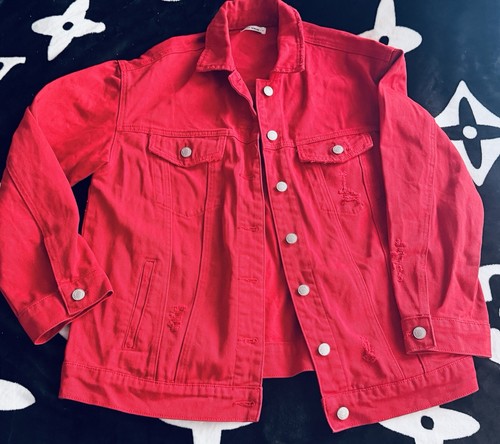 Damen jeans jacke rot - damen,