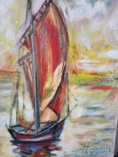 Ölbild Boot Meer Farbe  Gemälde Modern Art Alexander Diener Akt Unikat Wandbild 