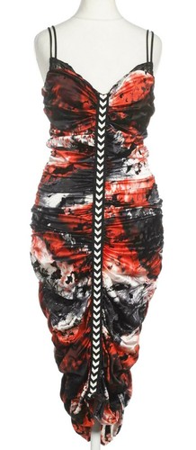 Seidenkleid rot schwarz weiß