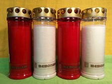 20x Memoriam 7 Tage Grabkerzen | rot, weiß| Grablicht |Öllicht |Grabschmuck|Grab